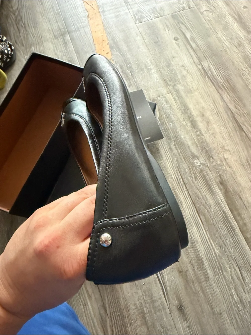 Chelsea Matte Calf Patent Coach Black Leather Ballet Flats